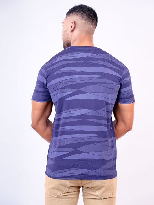 Men Navy Typography Printed Regular Fit Casual T-Shirt