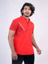 Men Red Polo Printed Regular Fit Casual T-Shirt