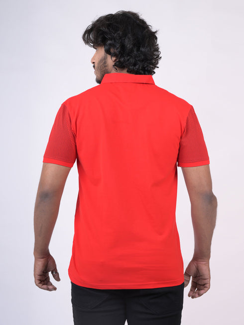 Men Red Polo Printed Regular Fit Casual T-Shirt