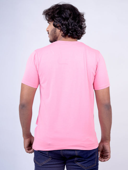 Men Pink Typography Print Regular Fit Casual T-Shirt