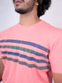 Men Peach Stripline Regular Fit Casual T-Shirt
