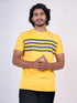 Men Mustard Stripline Regular Fit Casual T-Shirt