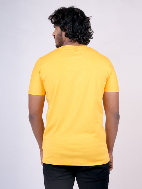 Men Mustard Stripline Regular Fit Casual T-Shirt