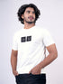 Men White Print Casual T-Shirt Round Neck With Short Sleeves