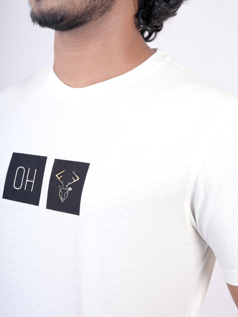 Men White Print Casual T-Shirt Round Neck With Short Sleeves