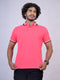 Men Rose Pink Polo Solid Regular Fit Casual T-Shirt