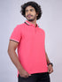 Men Rose Pink Polo Solid Regular Fit Casual T-Shirt