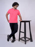 Men Rose Pink Polo Solid Regular Fit Casual T-Shirt