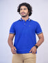 Men Blue Polo Solid Regular Fit Casual T-Shirt