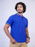 Men Blue Polo Solid Regular Fit Casual T-Shirt