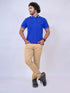 Men Blue Polo Solid Regular Fit Casual T-Shirt