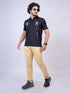 Men Black Polo Typography Regular Fit Casual T-Shirt