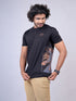 Men Black Print Round Nack Regular Fit Casual T-Shirt