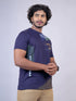 Men Navy Blue Typography Regular Fit Casual T-Shirt