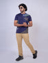 Men Navy Blue Typography Regular Fit Casual T-Shirt