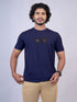 Men Navy Print Regular Fit Casual T-Shirt