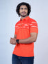 Men Orange Polo Typography Regular Fit Casual T-Shirt