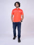 Men Orange Polo Typography Regular Fit Casual T-Shirt