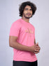 Men Pink Typography Regular Fit Casual T-Shirt