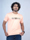 Men Peach Typography Regular Fit Casual T-Shirt