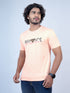 Men Peach Typography Regular Fit Casual T-Shirt