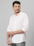 Mens Baby Pink Cotton Linen Opaque Casual Shirt Full Sleeves With Spread Collar