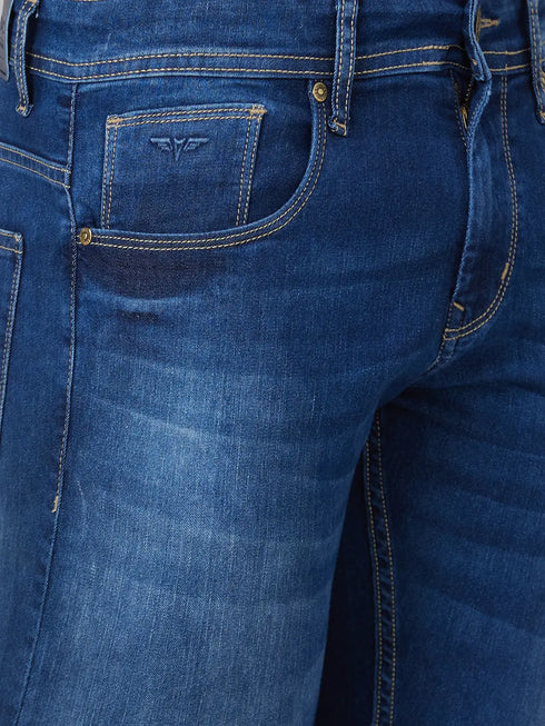 Mens Light Blue Stretchable Mid Rise Casual Jeans