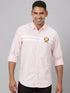Men Pink Solid Printed Sustainable Casual Shirt With Full Sleeves
