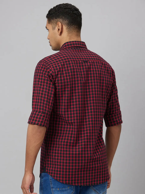 Men Red & Black Checked Sustainable Casual Shirt