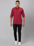 Men Red Striped Sustainable Casual Shirt With Full Sleeves