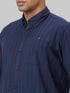 Men Blue Striped Sustainable Casual Shirt With Full Sleeves And Spread Collar