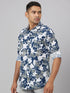 Men Blue & White Floral Print Sustainable Casual Shirt