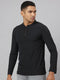 Men Black Solid Polyester Cotton Solid Lounge T-Shirt With Full Sleeves