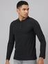 Men Black Solid Polyester Cotton Solid Lounge T-Shirt With Full Sleeves