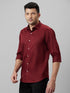 Mens Maroon Spread Collar Cotton Linen Regular Fit Casual Shirt