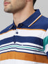 Mens Muticolor Striped Formal T-Shirt with Half Sleeves And Spread Collar