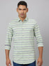 Men Green Striped line Sustainable Casual Shirt With Full Sleeves