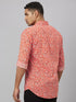 Mens Red Floral Printed Sustainable Casual Shirt With Full Sleeves