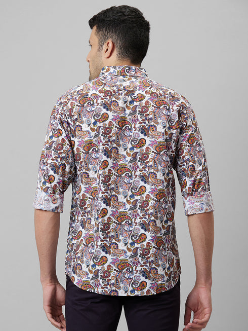 Mens Multicolour Printed Casual Shirt Full Sleeves With Spread Collar