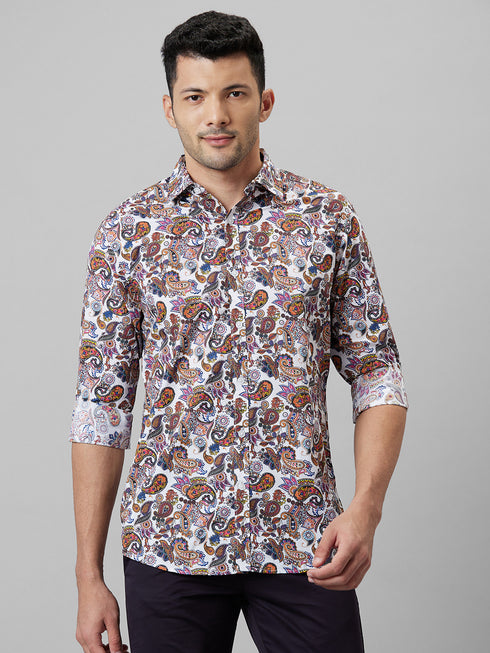 Mens Multicolour Printed Casual Shirt Full Sleeves With Spread Collar