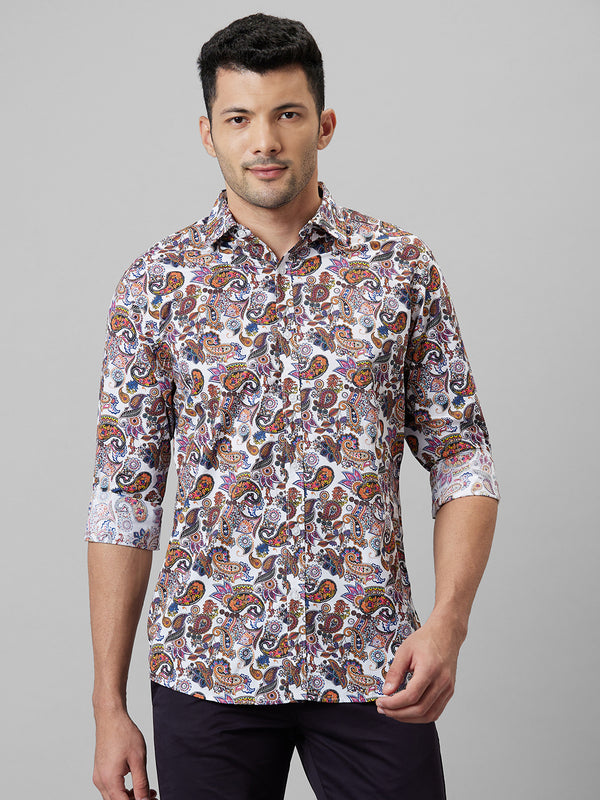 Mens Multicolour Printed Casual Shirt Full Sleeves With Spread Collar