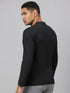 Men Black Solid Polyester Cotton Solid Lounge T-Shirt With Full Sleeves
