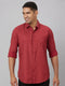 Men Red Printed Sustainable Casual Shirt With Spread Collar And Full Sleeves