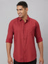 Men Red Printed Sustainable Casual Shirt With Spread Collar And Full Sleeves