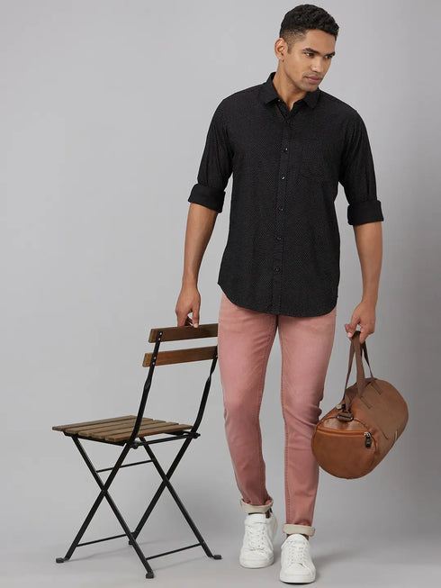 Mens Pink Clean Look Slim Fit Strechable Jeans