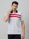 Mens White & Red Casual T-Shirt With Half Sleeves And Spread Collar