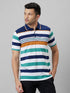 Mens Muticolor Striped Formal T-Shirt with Half Sleeves And Spread Collar