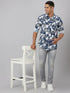 Men Blue & White Floral Print Sustainable Casual Shirt