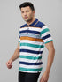 Mens Muticolor Striped Formal T-Shirt with Half Sleeves And Spread Collar