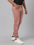 Mens Pink Clean Look Slim Fit Strechable Jeans
